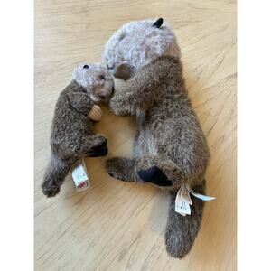 Stuffed Animal Sea Otter Mom Holding Baby Salty Kayak Collectible Plush Adorable